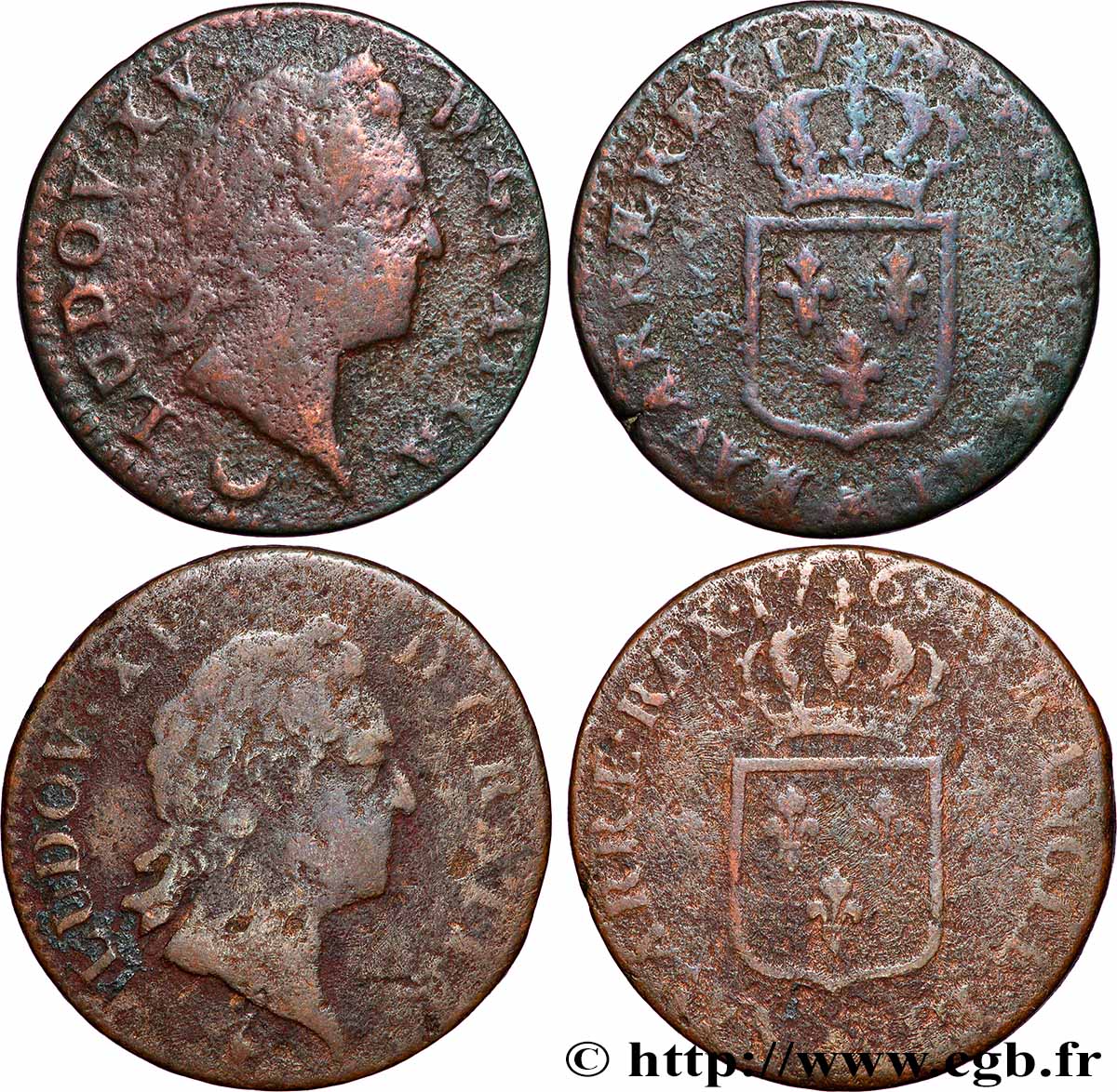 LOUIS XV THE BELOVED Sol dit &nbsp;à la vieille tête&nbsp;, lot de 2 ex. n.d. Ateliers divers lot