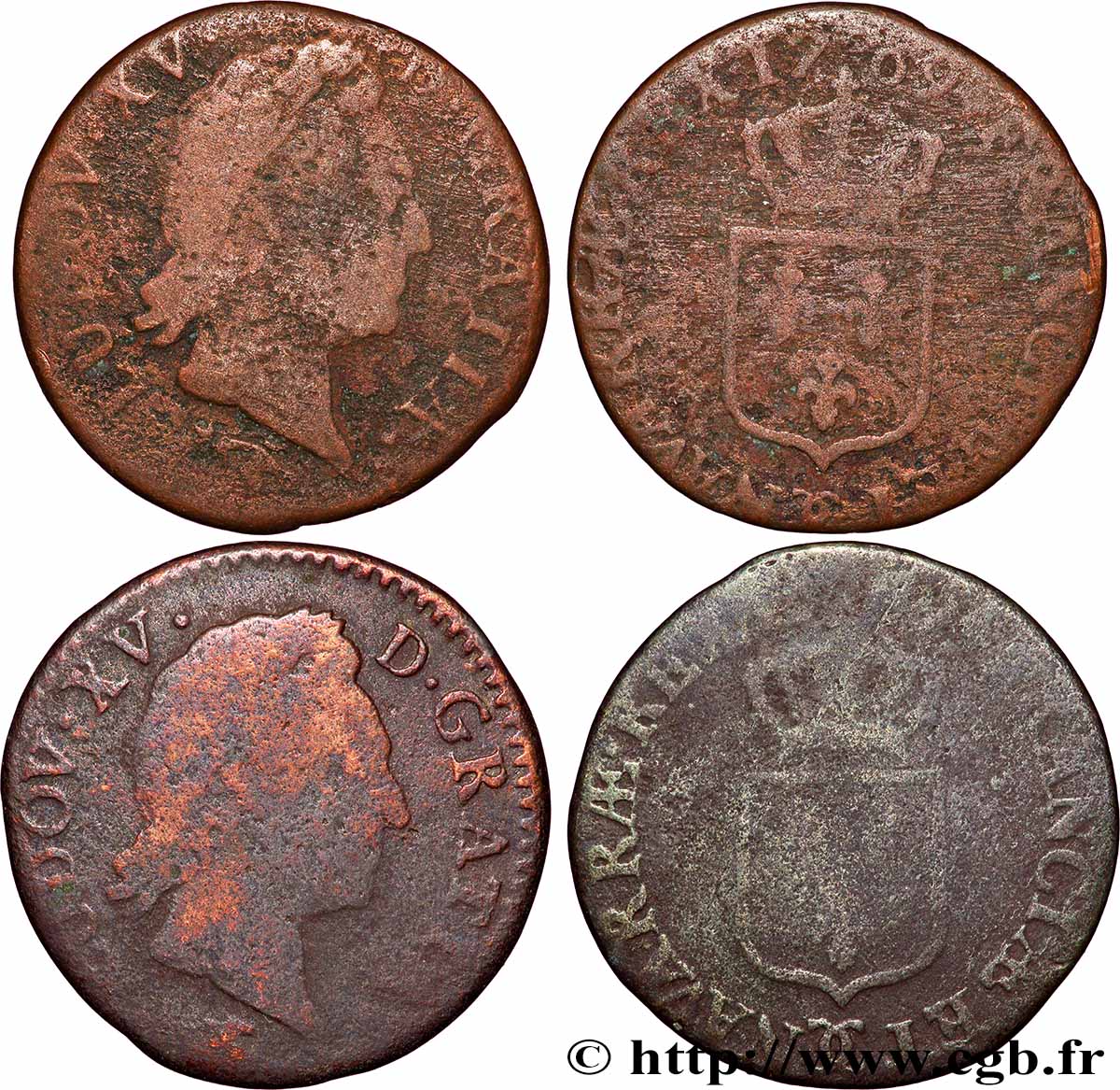 LOUIS XV &nbsp;THE WELL-BELOVED&nbsp; Demi-sol dit &nbsp;à la vieille tête&nbsp;, lot de 2 ex. n.d. Ateliers divers lotto