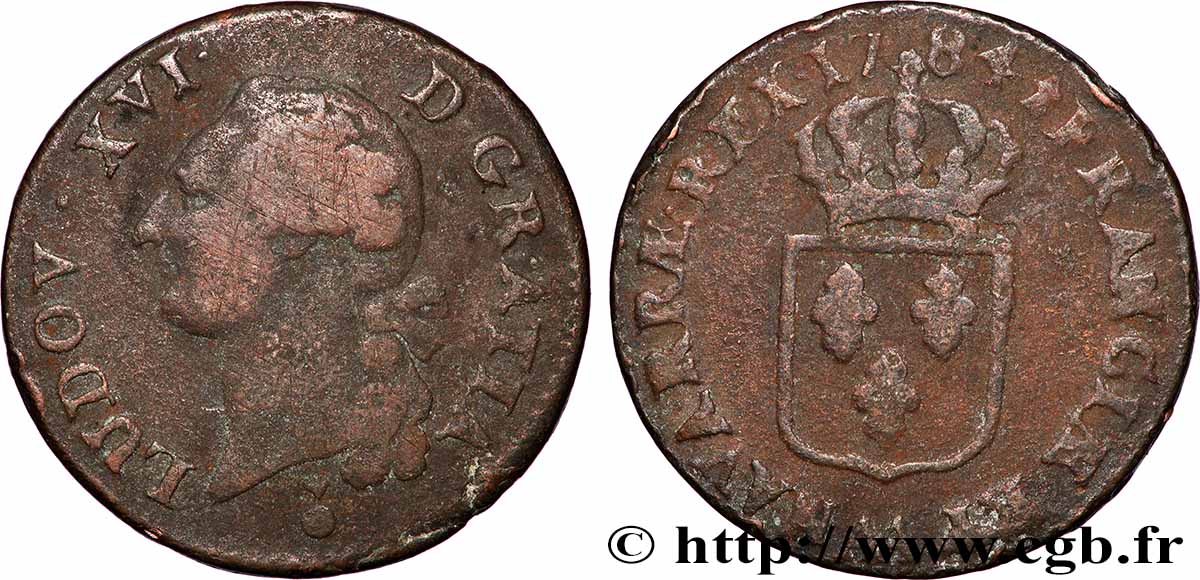 LOUIS XVI Sol dit &nbsp;à l&nbsp;écu&nbsp; 1784 Metz VF