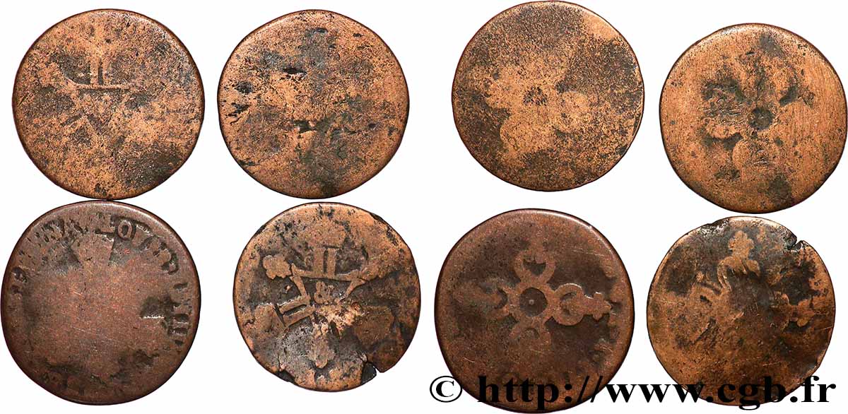 LOUIS XIV &nbsp;THE SUN KING&nbsp; Lot de quatre pièces de six deniers n.d. Divers ateliers lotto