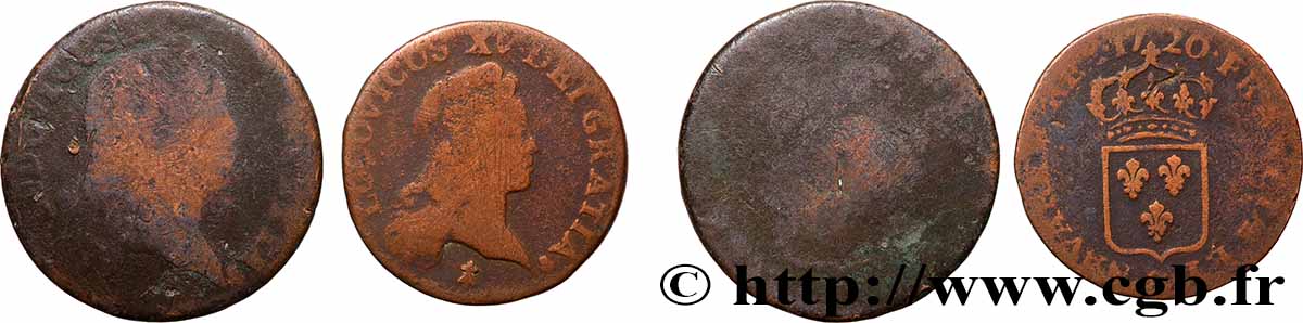 LOUIS XV &nbsp;THE WELL-BELOVED&nbsp; Sol et demi-sol au buste enfantin, lot de 2 ex. n.d. Ateliers divers lotto