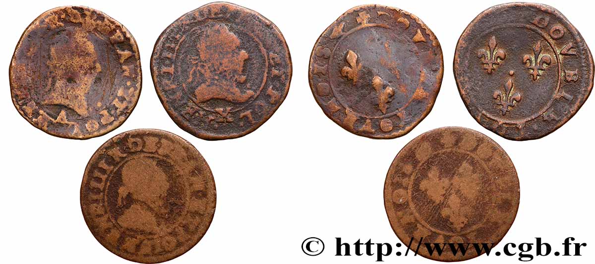 HENRY III Double tournois, lot de 3 ex. n.d. Ateliers divers lot