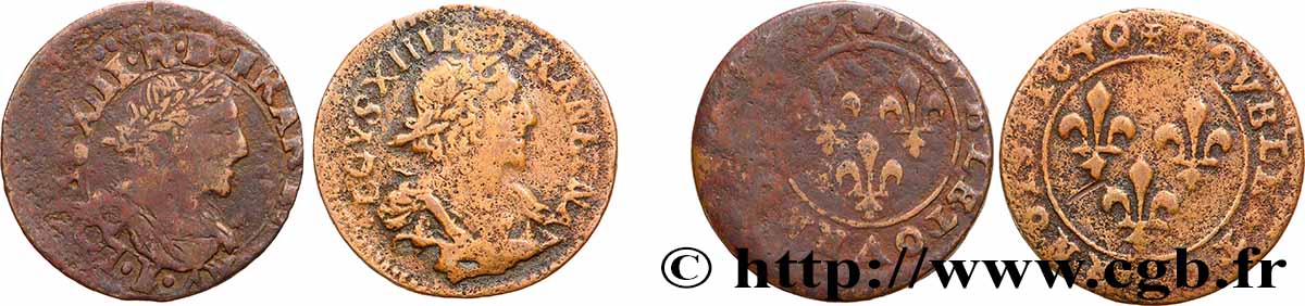 LOUIS XIII Double tournois, lot de 2 ex. s.m. Atelier indéterminé lot