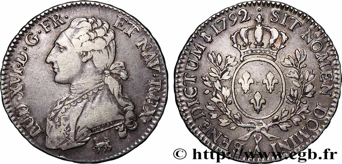 LOUIS XVI Demi-écu aux branches d&nbsp;olivier 1792 Paris XF