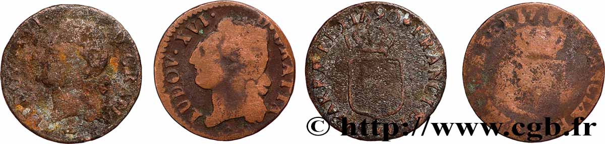 LOUIS XVI Demi-sol dit &nbsp;à l&nbsp;écu&nbsp;, lot de 2 ex. n.d. Ateliers divers lot
