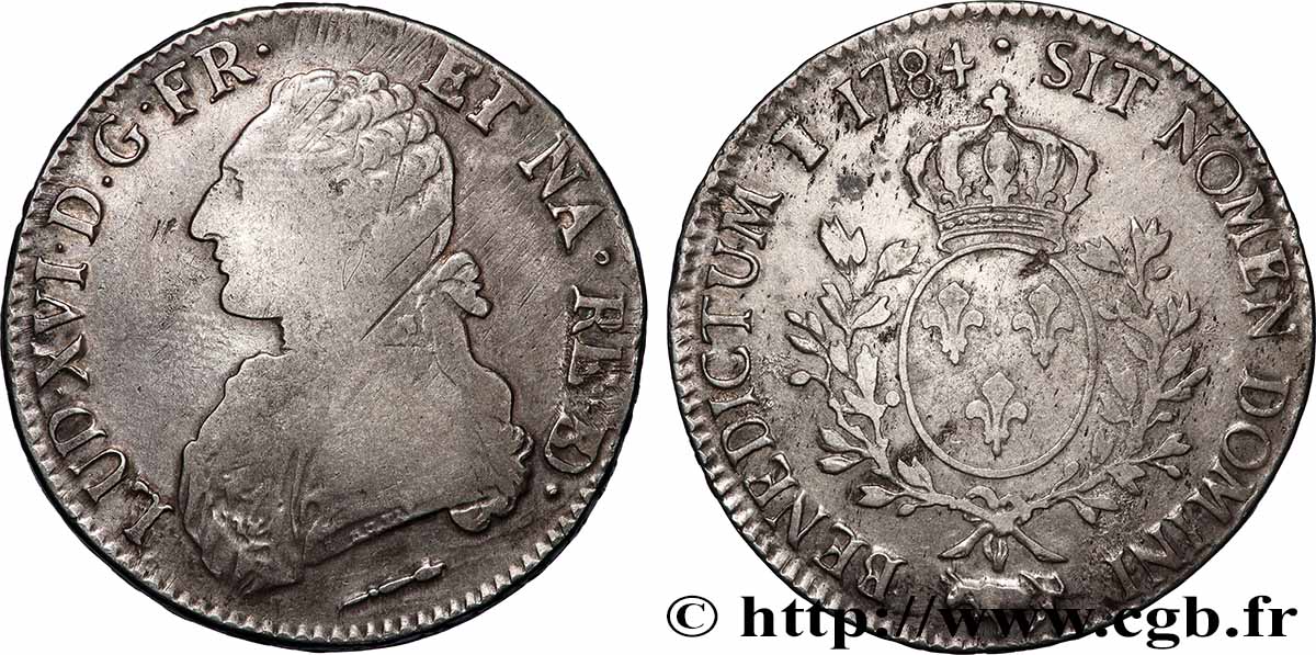 LOUIS XVI Écu aux branches d&nbsp;olivier 1784 Pau F/VF