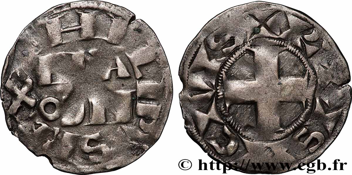 PHILIP II &nbsp;AUGUSTUS&nbsp; Denier parisis s.m. Paris XF/VF