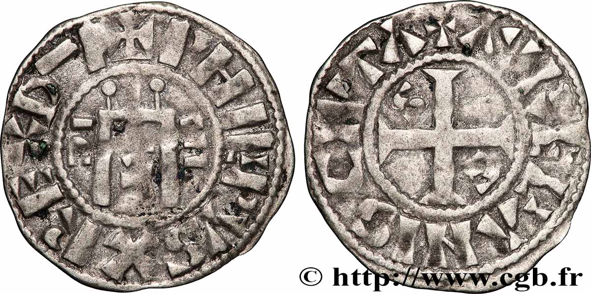 PHILIP I Denier 1er type s.m. Orléans XF/VF