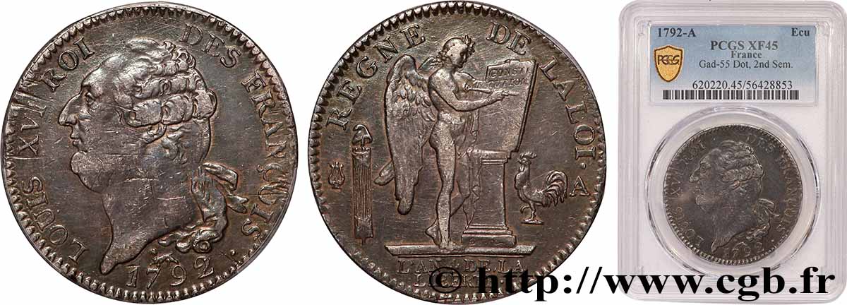 LOUIS XVI Écu au génie 1792 Paris SS45