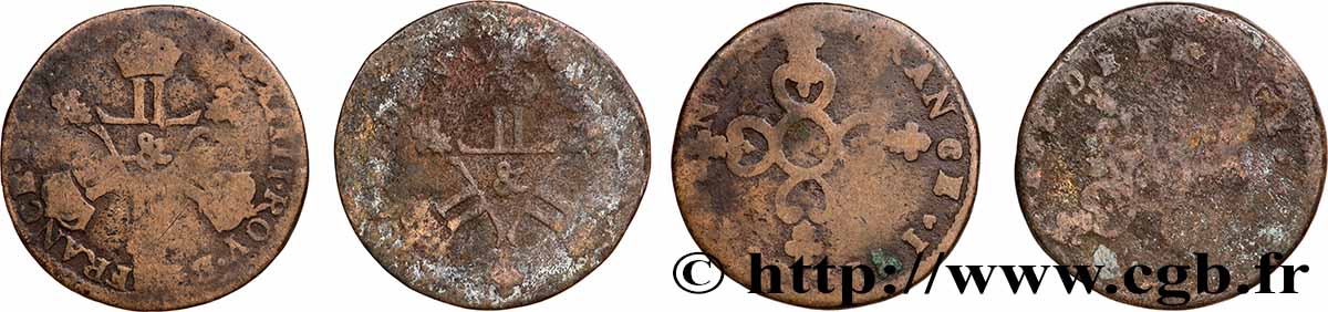 LOUIS XIV &nbsp;THE SUN KING&nbsp; Lot de deux pièces de six deniers n.d. Divers ateliers lotto