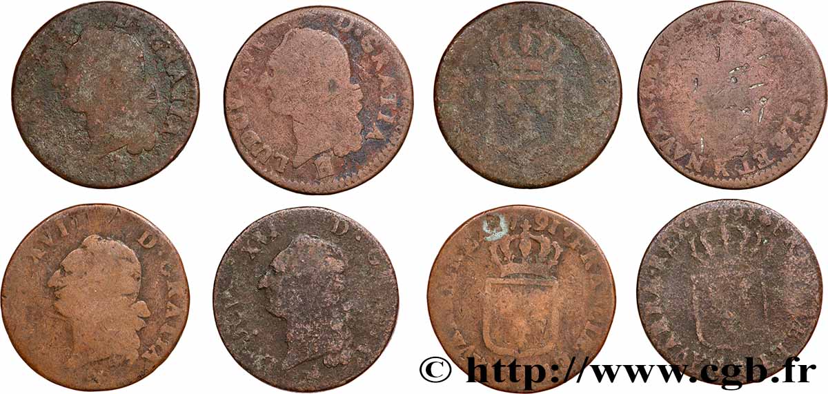 LOUIS XVI Sol dit &nbsp;à l&nbsp;écu&nbsp;, lot de 4 ex. n.d. Ateliers divers lotto