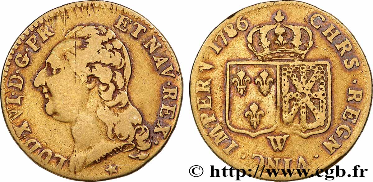 LOUIS XVI Louis d&nbsp;or aux écus accolés 1786 Lille VF