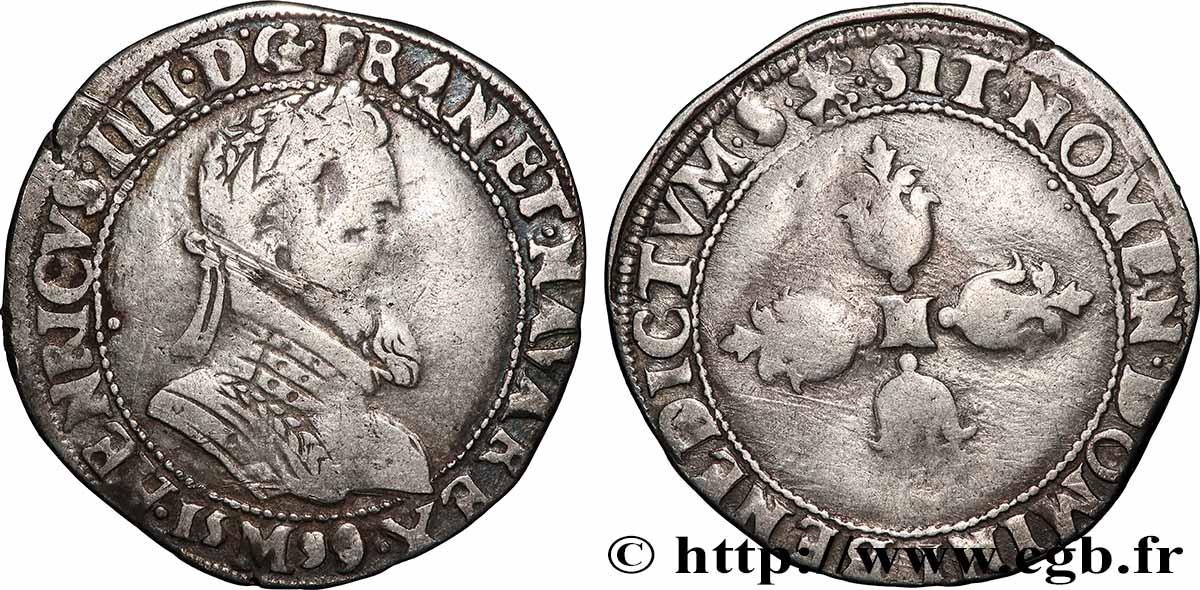 HENRY IV Demi-franc, type de Toulouse 1599 Toulouse VF