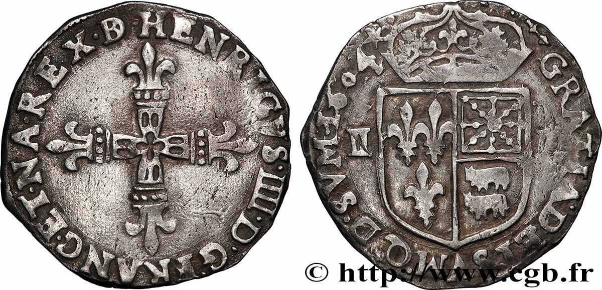 HENRY IV Quart d&nbsp;écu de Béarn 1604 Morlaàs XF
