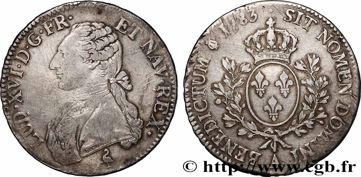 LOUIS XVI Écu aux branches d&nbsp;olivier 1783 Paris fSS/SS