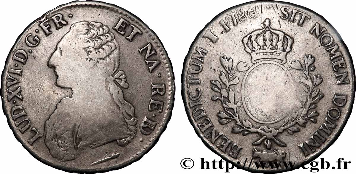 LOUIS XVI Écu aux branches d&nbsp;olivier 1786 Pau MB