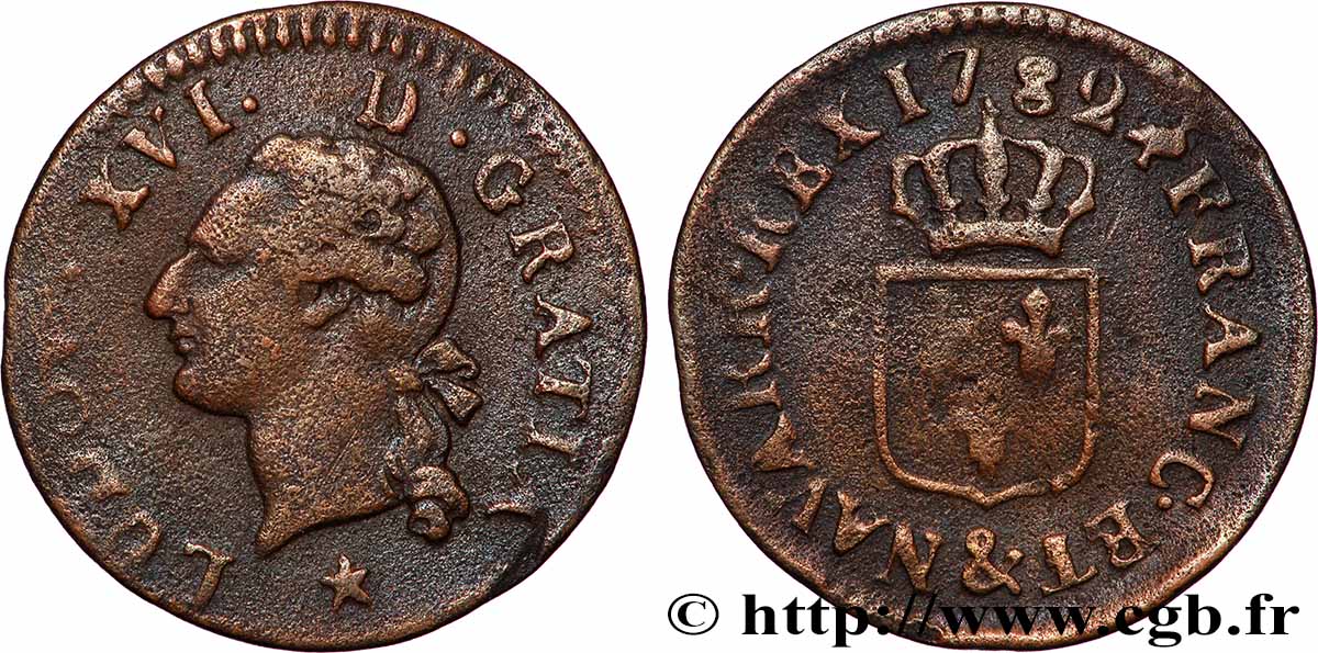 LOUIS XVI Liard dit &nbsp;à l&nbsp;écu&nbsp; 1782 Aix-en-Provence q.BB