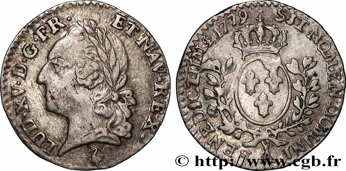 LOUIS XVI Vingtième d&nbsp;écu aux branches d&nbsp;olivier, buste lauré 1779 Paris BB