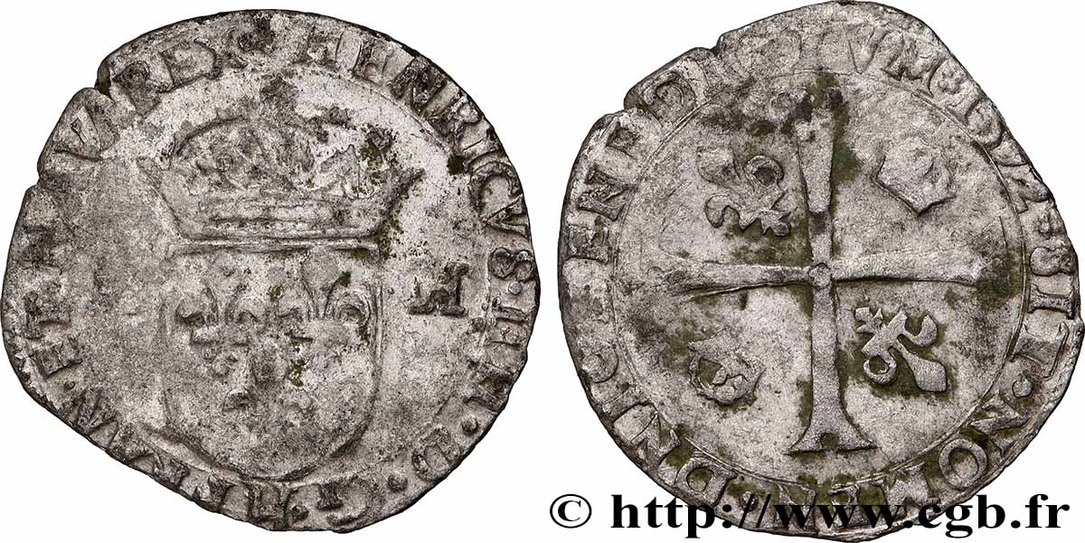 HENRY IV Douzain aux deux H, 2e type 1592 La Rochelle XF