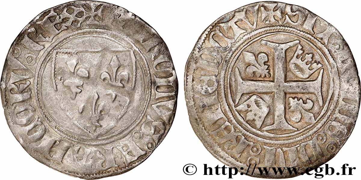 CHARLES VI &nbsp;THE MAD&nbsp; OR &nbsp;THE WELL-BELOVED&nbsp; Blanc dit &nbsp;guénar&nbsp; s.m. s.l. BB