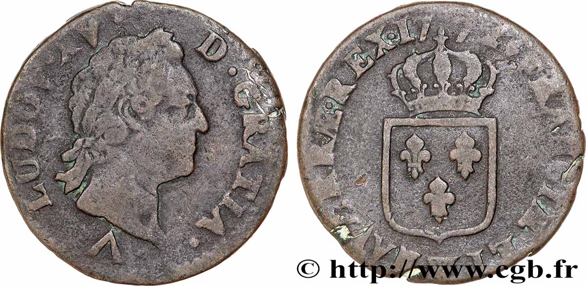 LOUIS XV &nbsp;THE WELL-BELOVED&nbsp; Sol dit &nbsp;à la vieille tête&nbsp; 1772 Lille MB