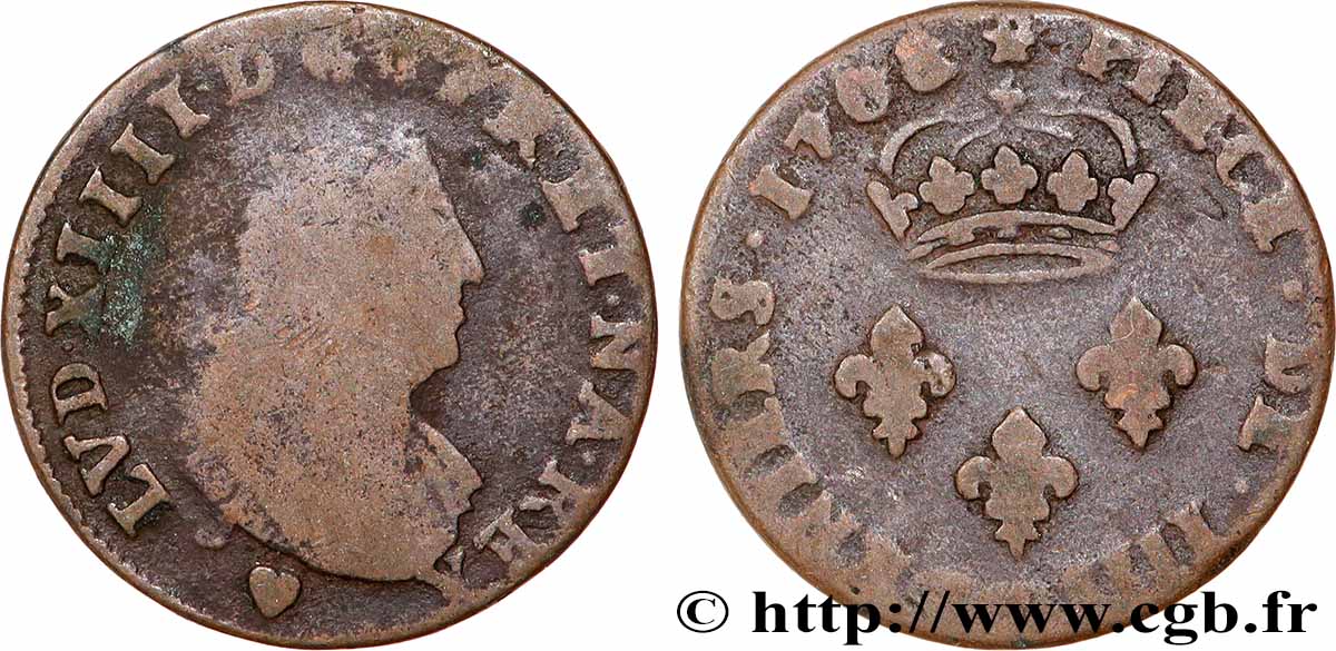 LOUIS XIV &nbsp;THE SUN KING&nbsp; IIII deniers 1708 Strasbourg MB