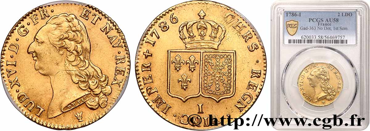 LOUIS XVI Double louis d’or aux écus accolés 1786 Limoges AU58