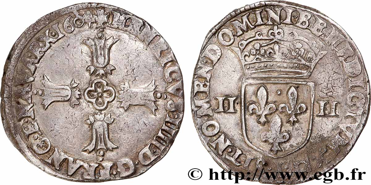 HENRY IV Quart d&nbsp;écu, croix feuillue de face 1604 Bayonne BB