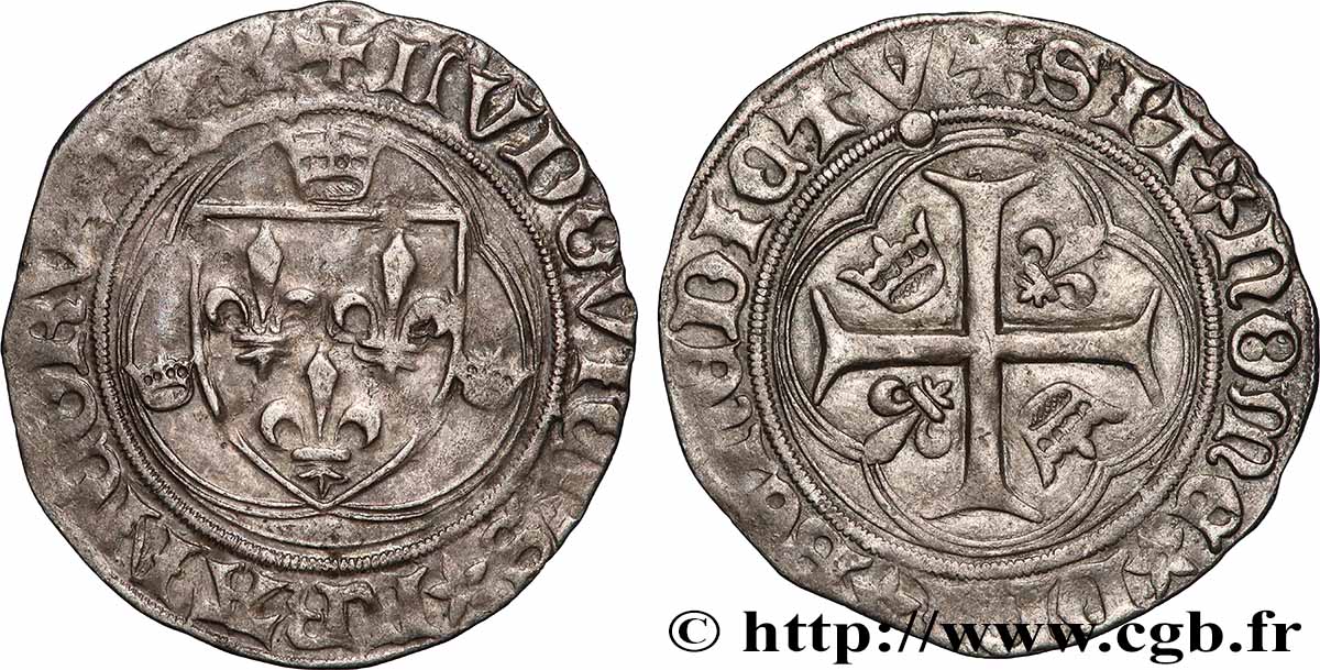 LOUIS XI THE &nbsp;PRUDENT&nbsp; Blanc à la couronne s.m. Saint-Lô BB/q.SPL