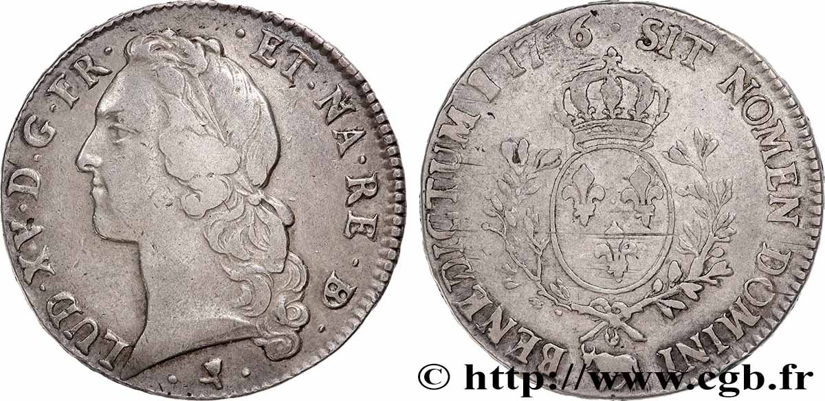 LOUIS XV &nbsp;THE WELL-BELOVED&nbsp; Écu aux branches d’olivier, tête ceinte d’un bandeau 1766 Pau BB/q.BB