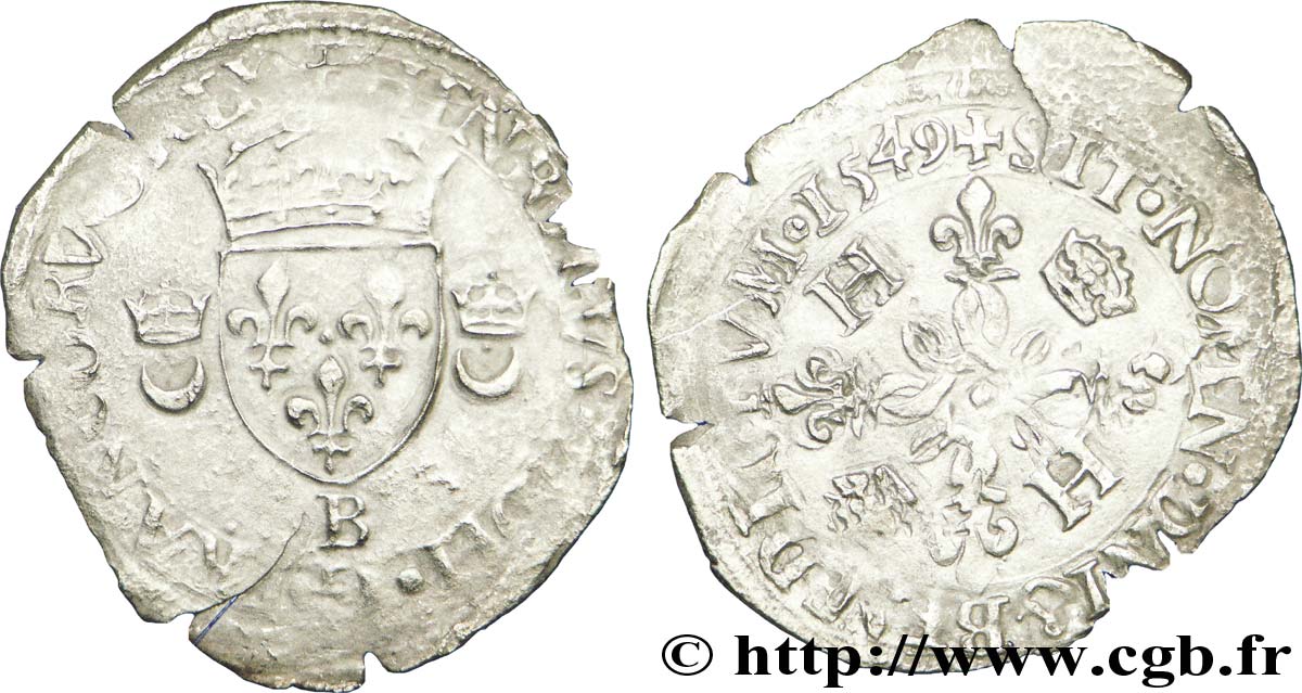HENRY II Douzain aux croissants 1549 Rouen BC+