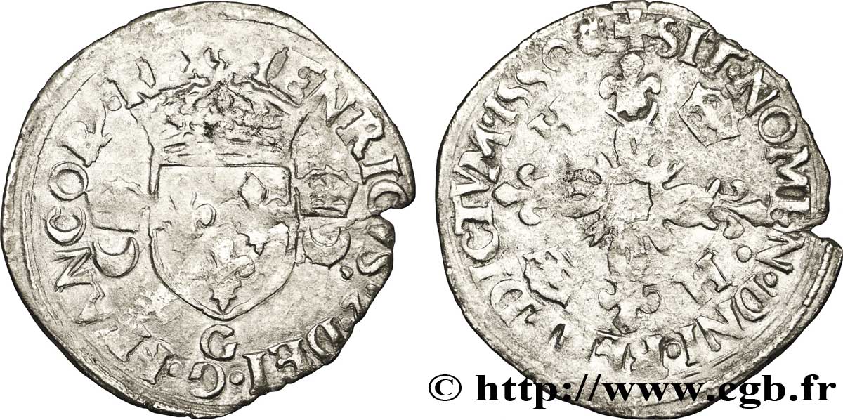 HENRY II Douzain aux croissants 1550 Poitiers q.BB