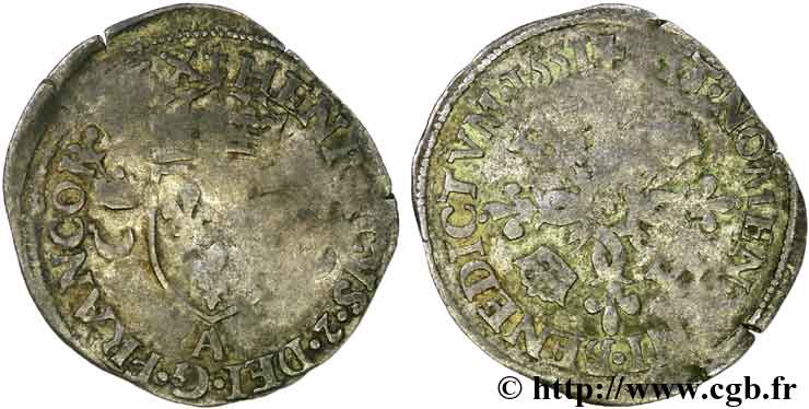 HENRI II Douzain aux croissants 1551 Paris TB