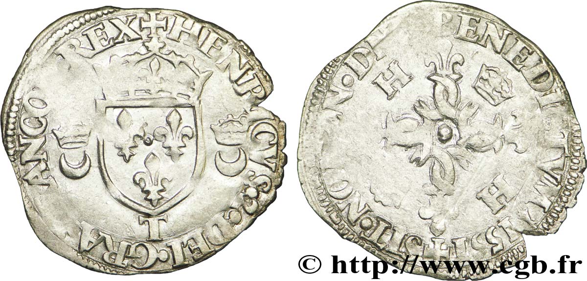 HENRI II Douzain aux croissants 1551 Nantes TTB/TB+