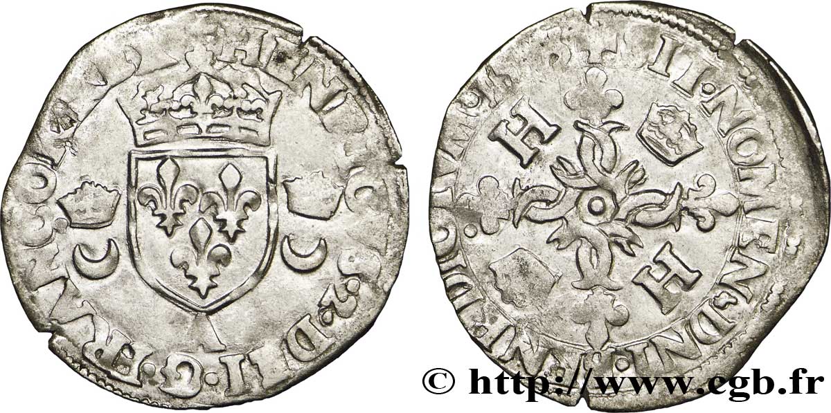 HENRY II Douzain aux croissants 1553 Paris BB