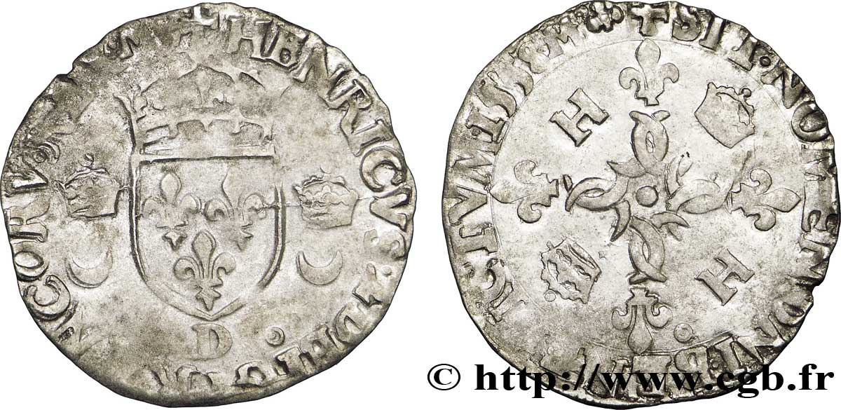 HENRI II Douzain aux croissants 1558 Lyon TTB