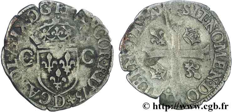 CHARLES IX Douzain aux deux C, 1er type 1573 Lyon TB+