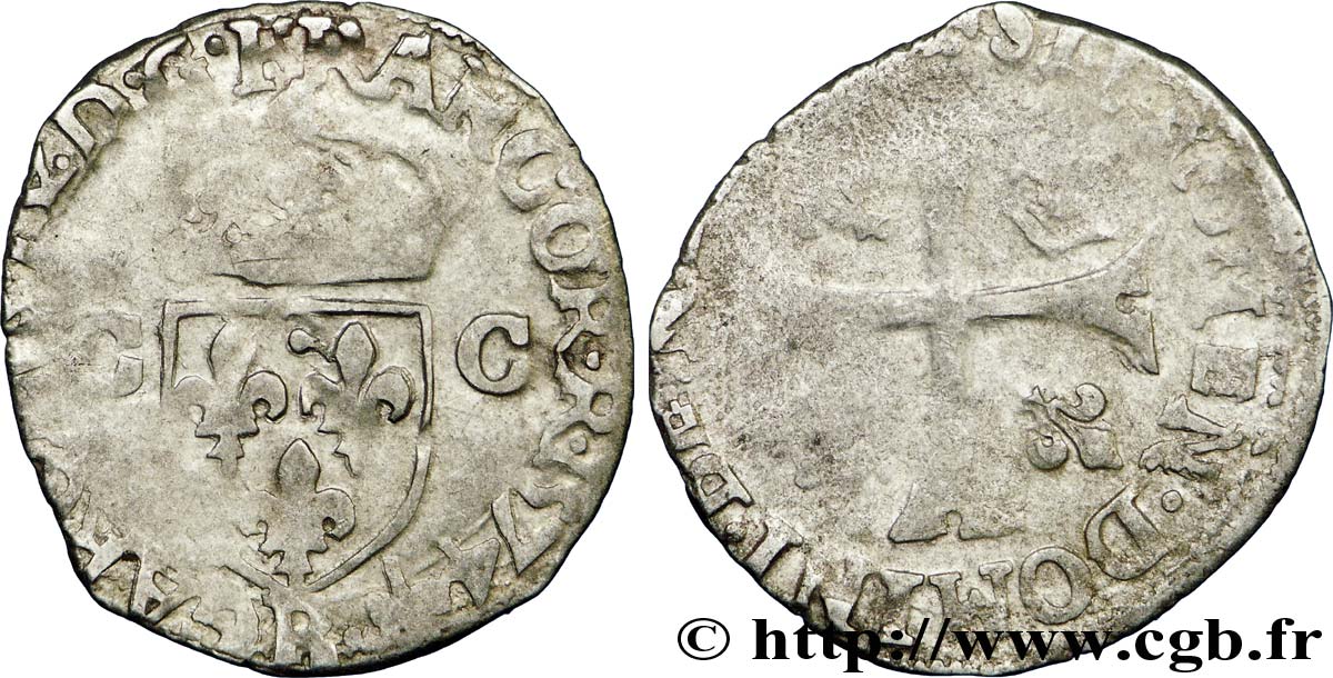 CHARLES IX Douzain aux deux C, 1er type 1574 Saint-André de Villeneuve-lès-Avignon TB+/B+
