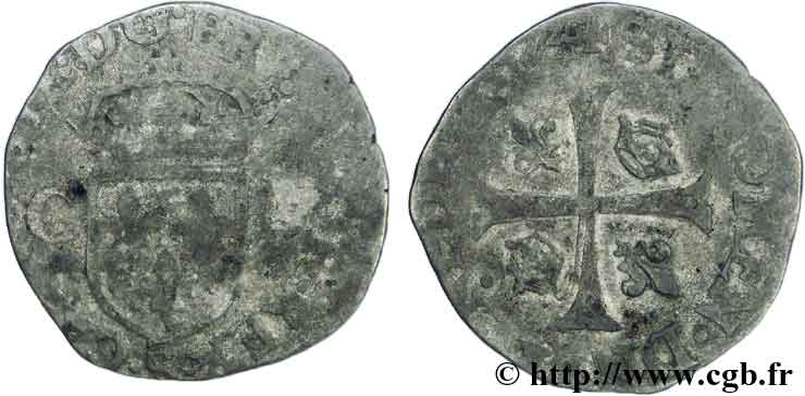 CHARLES IX Douzain aux deux C, 1er type 1574 Troyes TB
