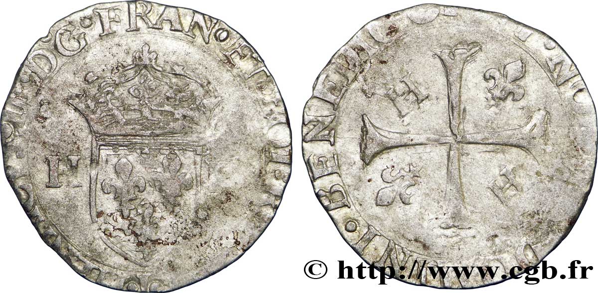 HENRY III Douzain aux deux H, 2e type 1575 Limoges VF