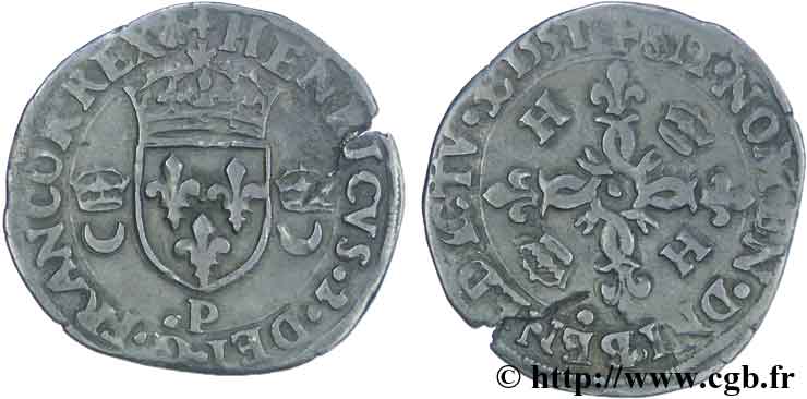 HENRI II Douzain aux croissants 1551 Dijon TB+