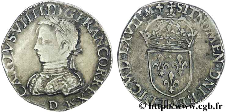 CHARLES IX Teston, 6e type 1568 Lyon TTB