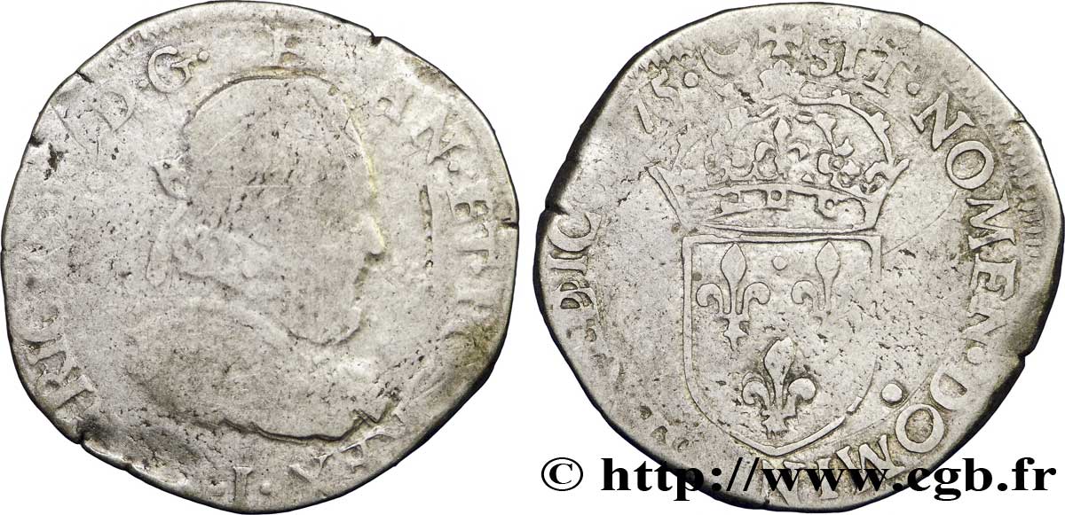 HENRY III Teston, 2e type 1575 Limoges q.MB