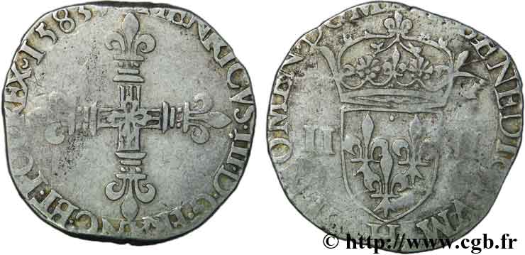 HENRY III Quart d écu, croix de face 1583 La Rochelle S