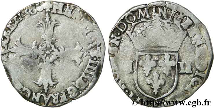HENRI IV LE GRAND Quart d écu, croix feuillue de face n.d. Nantes TB