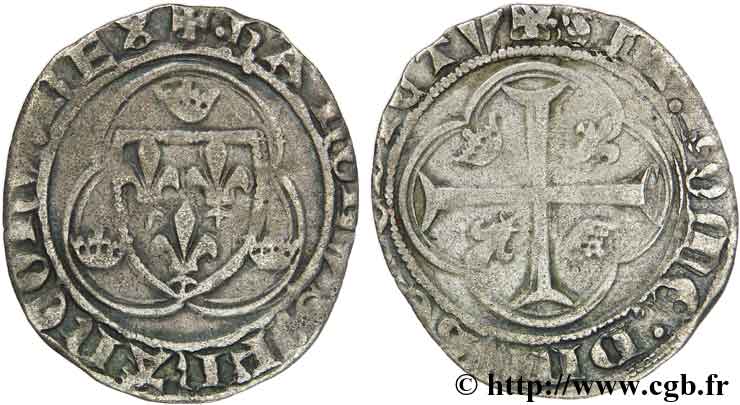 CHARLES VII LE VICTORIEUX Blanc à la couronne n.d. Crémieu TTB