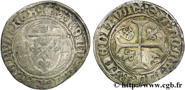CHARLES VII LE VICTORIEUX Blanc à la couronne n.d. Montpellier TB/TTB