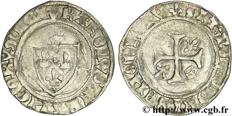 CHARLES VII LE VICTORIEUX Blanc à la couronne n.d. Tours TB+