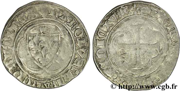 CHARLES VII LE VICTORIEUX Blanc à la couronne n.d. Angers TB+