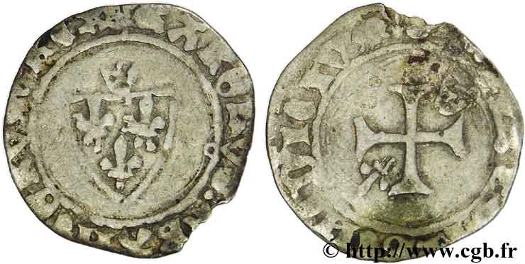 CHARLES VII LE VICTORIEUX Petit blanc à la couronne n.d. Tours TB